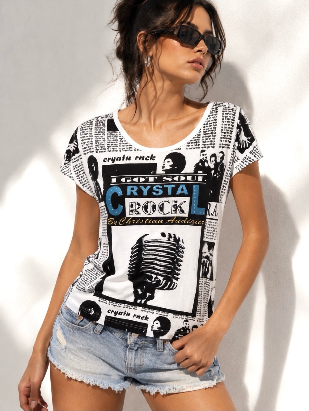 Crystal Rock Christian Audigier Rhinestone Graphic Tee XL NWT